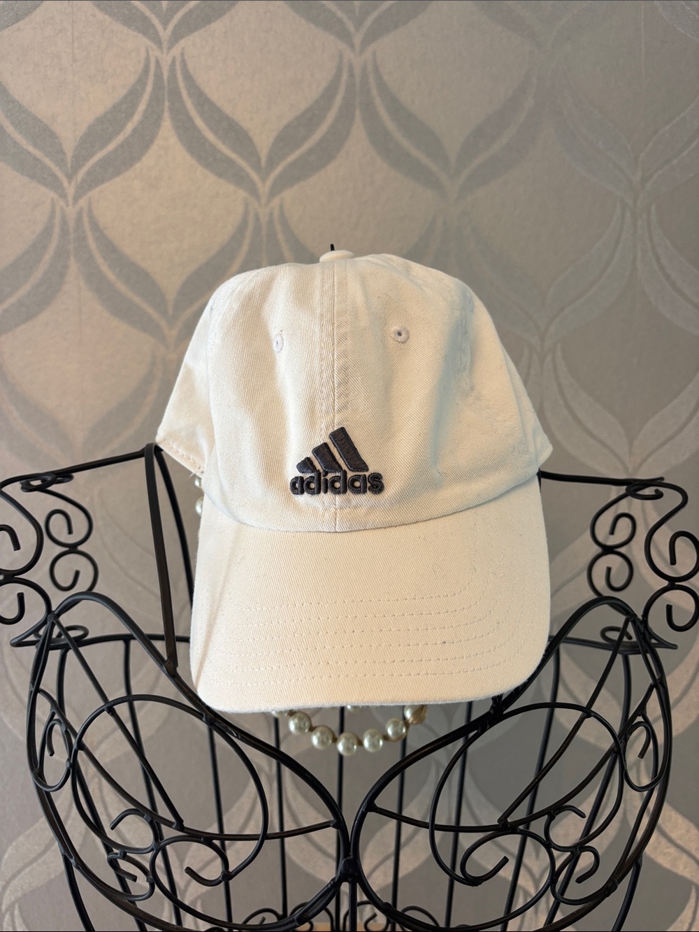 adidas Kids White Cap with Black Logo